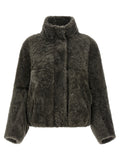Gray Lamb Leather Full-Length Jacket