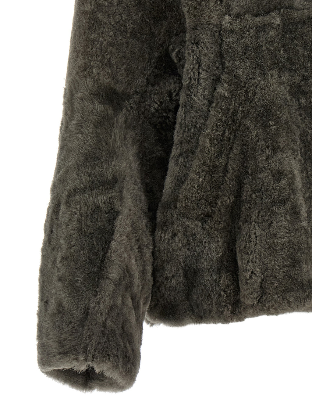 Gray Lamb Leather Full-Length Jacket