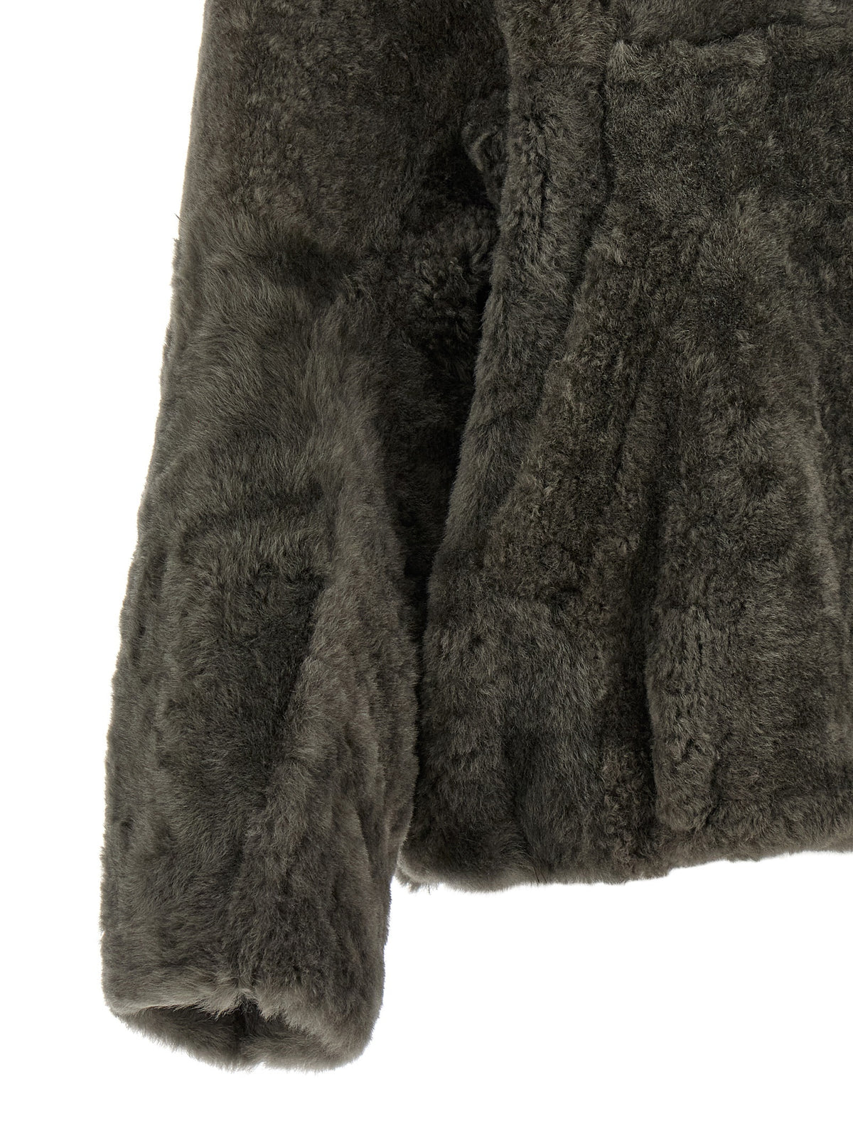 Gray Lamb Leather Full-Length Jacket