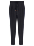 Blue Virgin Wool Casual Pants
