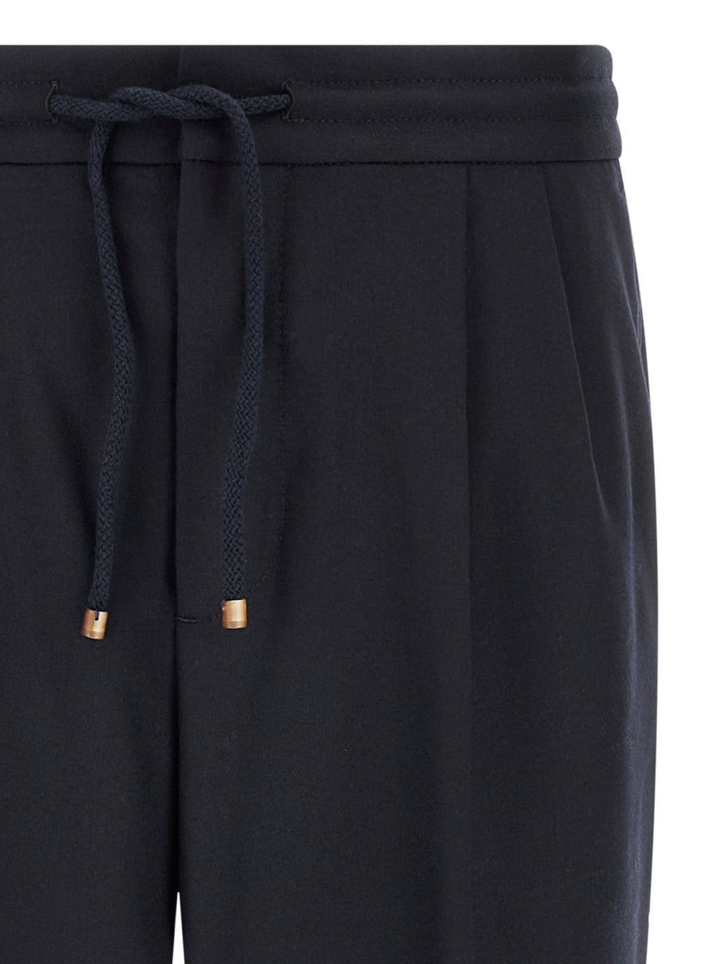 Blue Virgin Wool Casual Pants