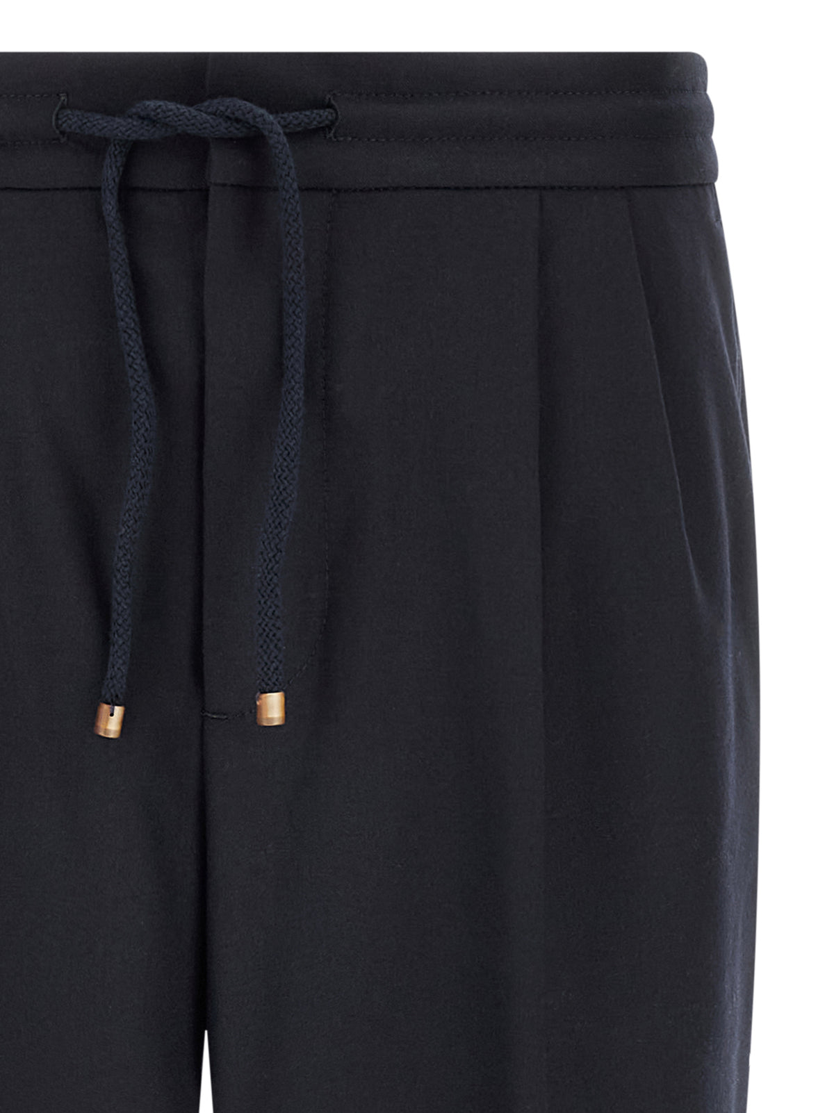 Blue Virgin Wool Casual Pants