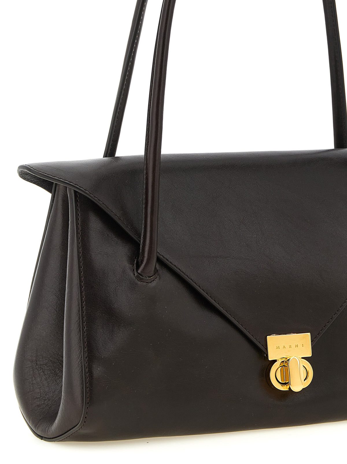 Brown Calfskin Shoulder Bag