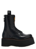 Black Cowhide Lace-Up Boots