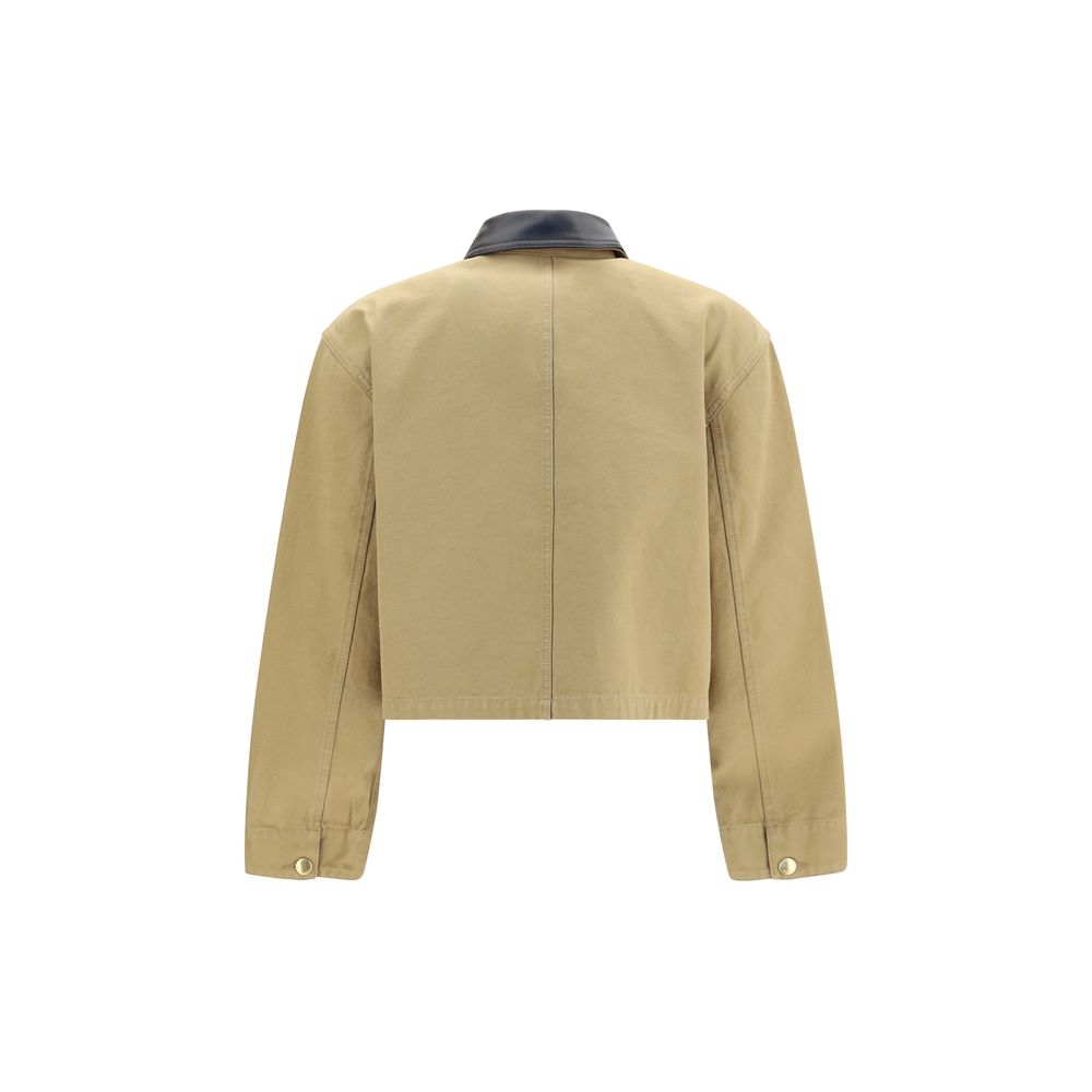 Beige Cotton Full-Length Jacket