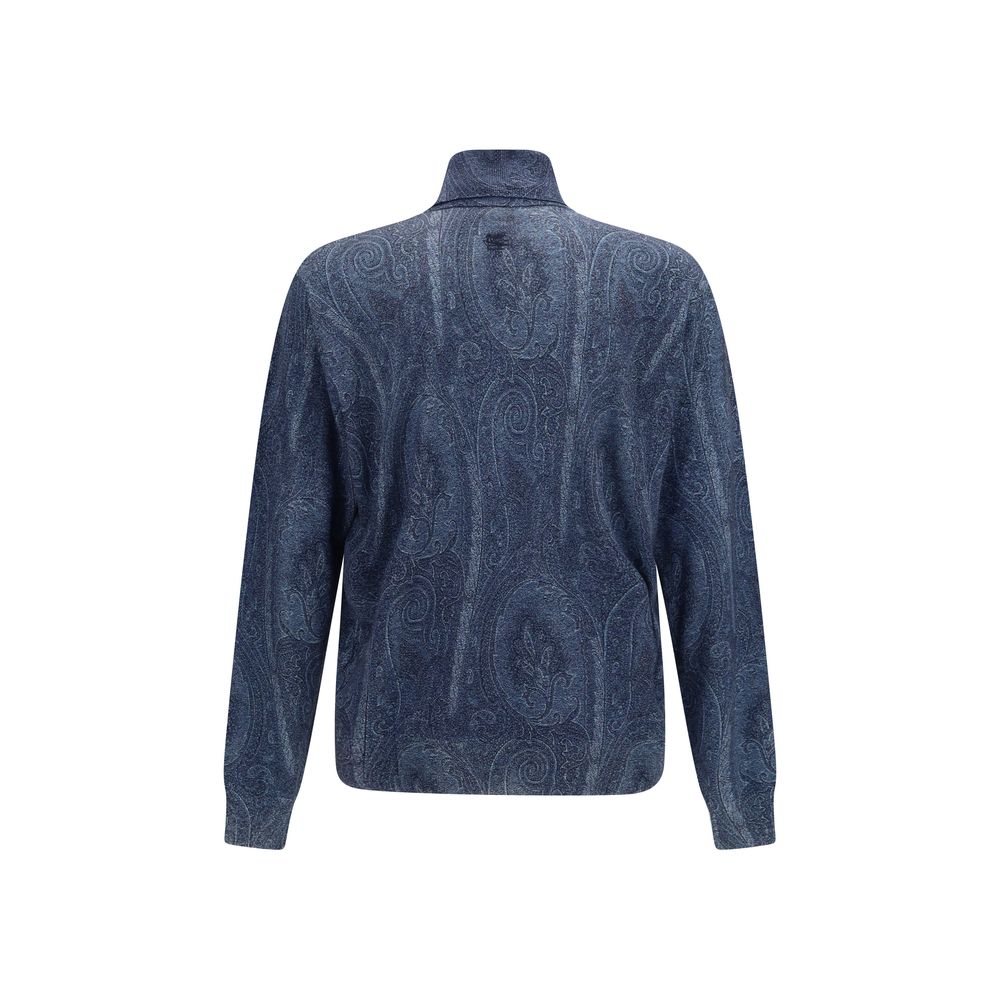 Blue Silk Turtleneck