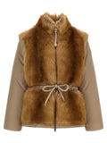 Beige Polyester Sleeveless Jacket