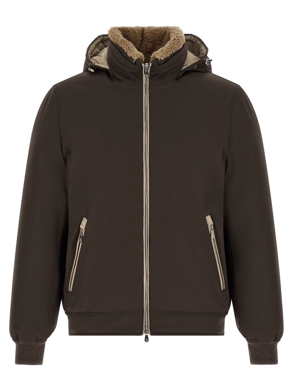 Brown Polyamide Full-Length Jacket