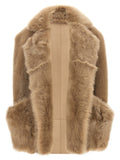 Beige Lamb Fur Sleeveless Jacket