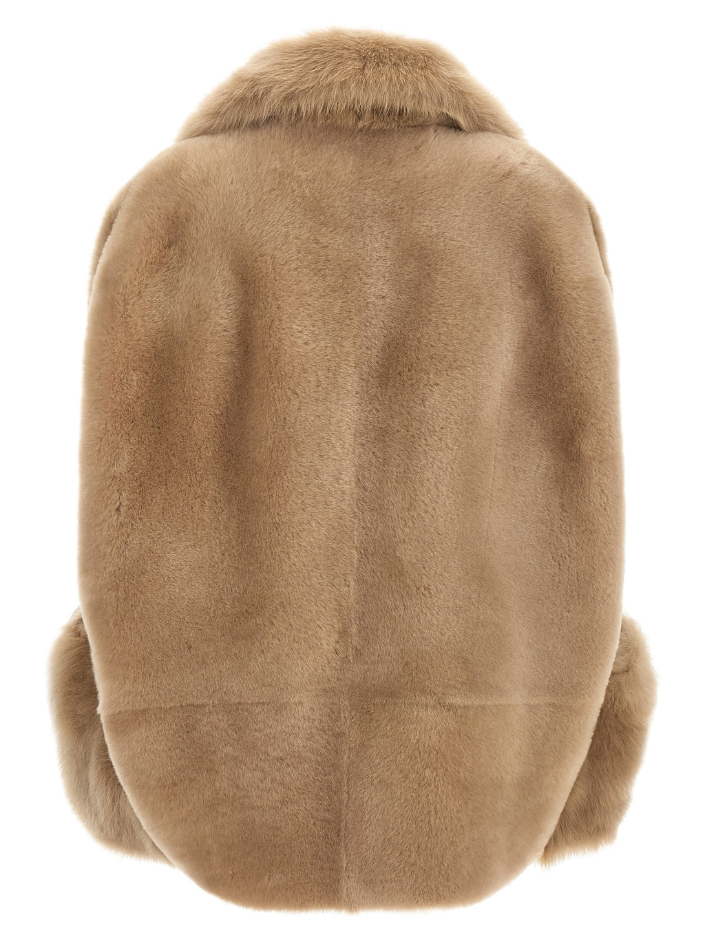 Beige Lamb Fur Sleeveless Jacket
