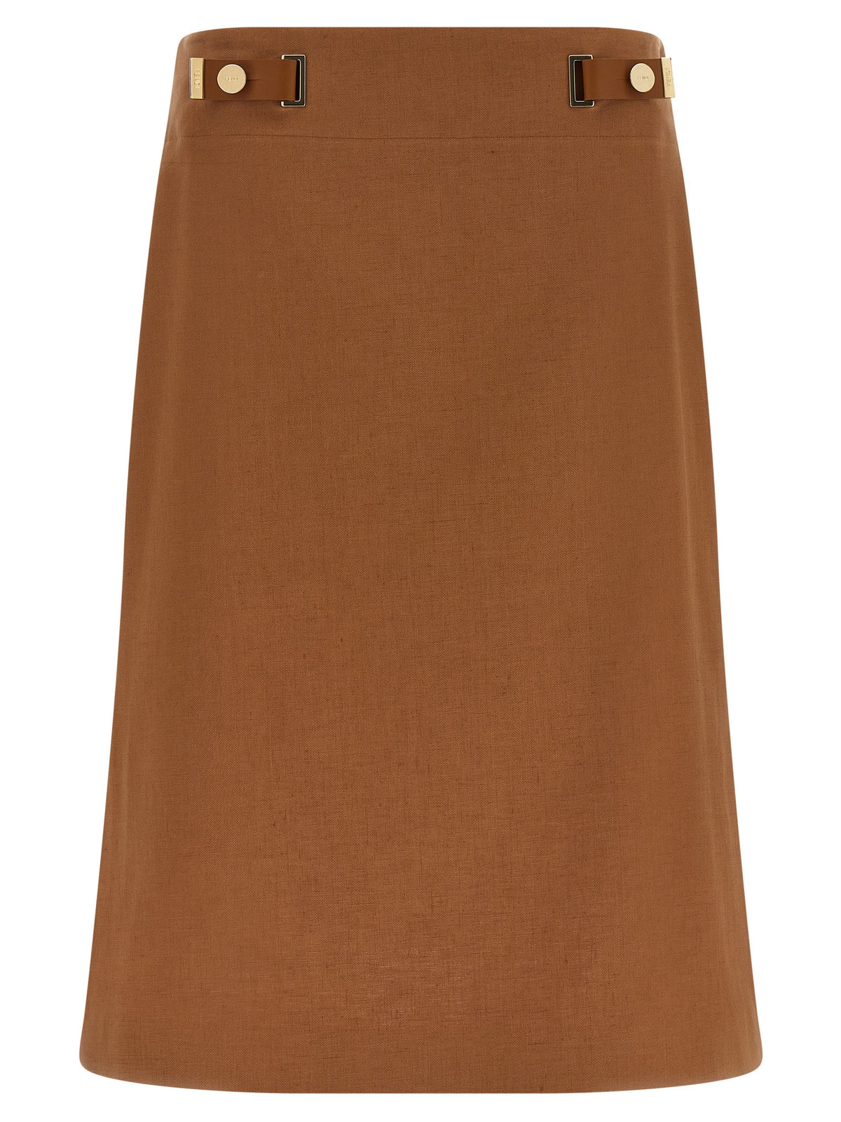 Brown Linen Midi Skirt