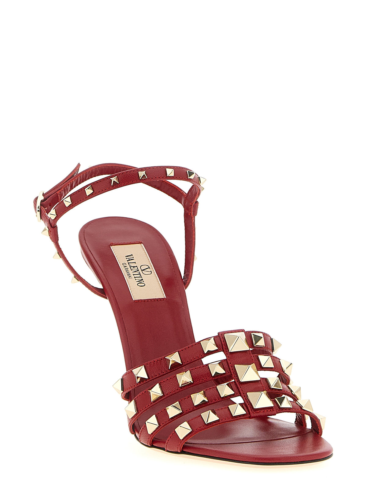 Red Calfskin Stiletto Heel Sandals