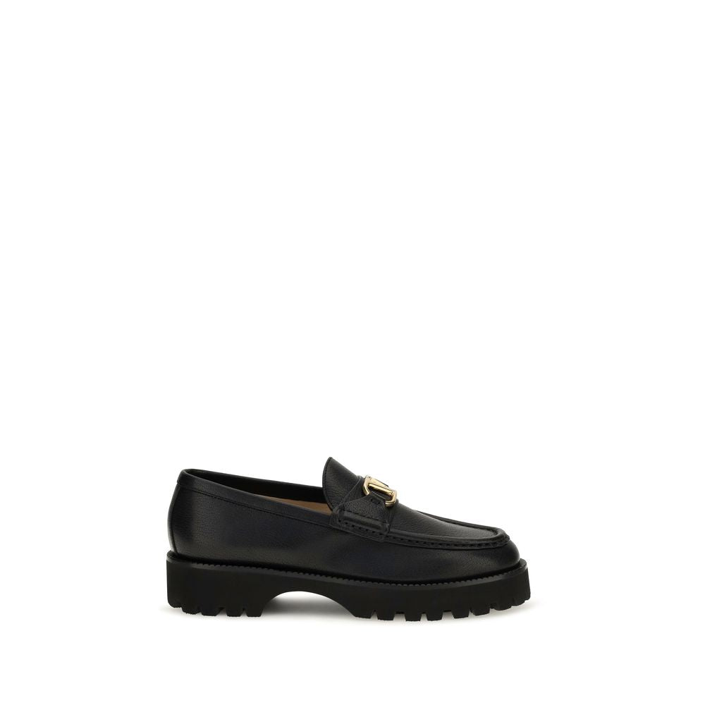 Black Calf Leather Bos Taurus Platform Loafers