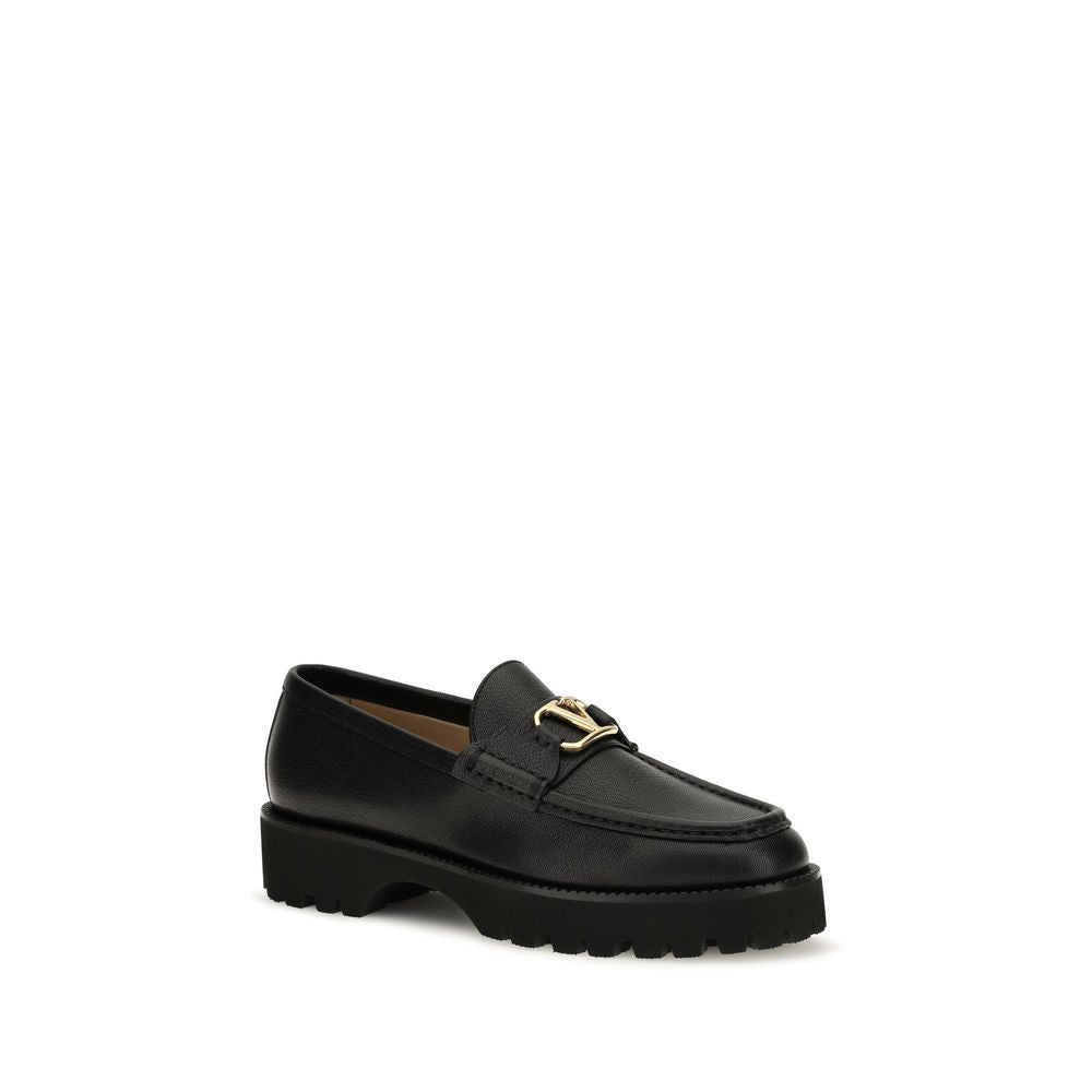 Black Calf Leather Bos Taurus Platform Loafers
