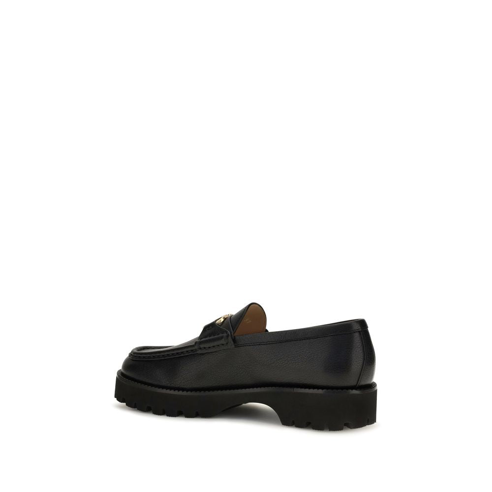 Black Calf Leather Bos Taurus Platform Loafers