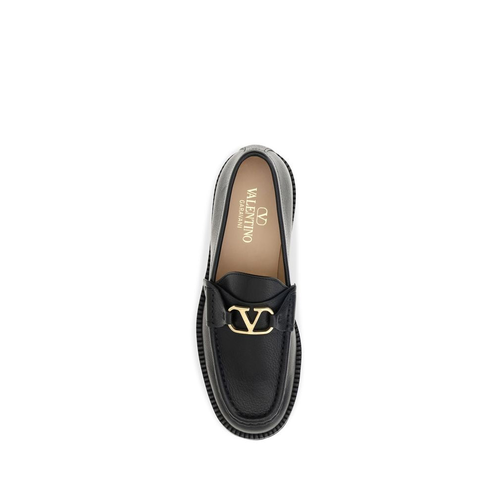 Black Calf Leather Bos Taurus Platform Loafers