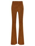 Brown Lamb Leather Flared Pants