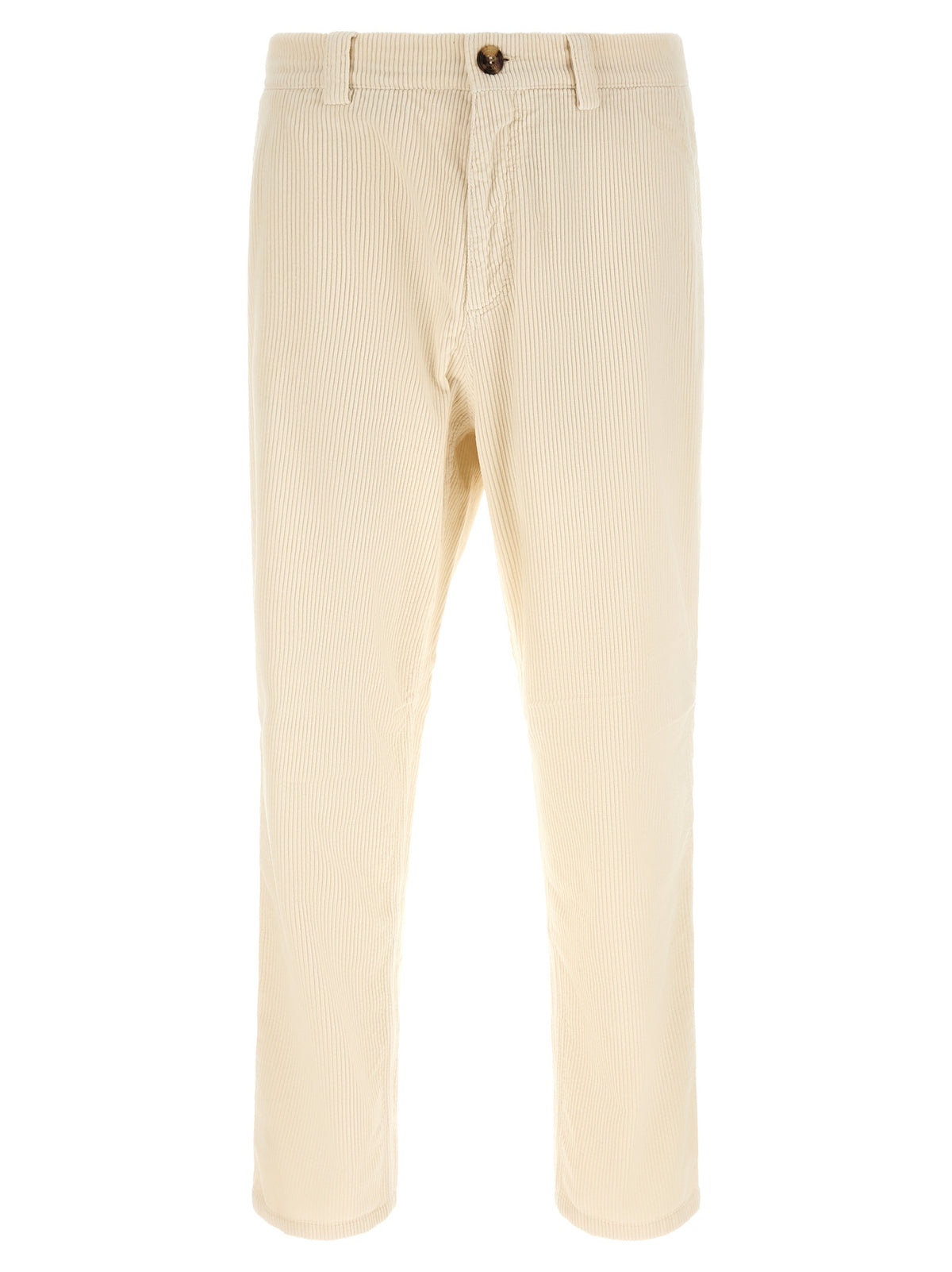 Beige Cotton Casual Pants