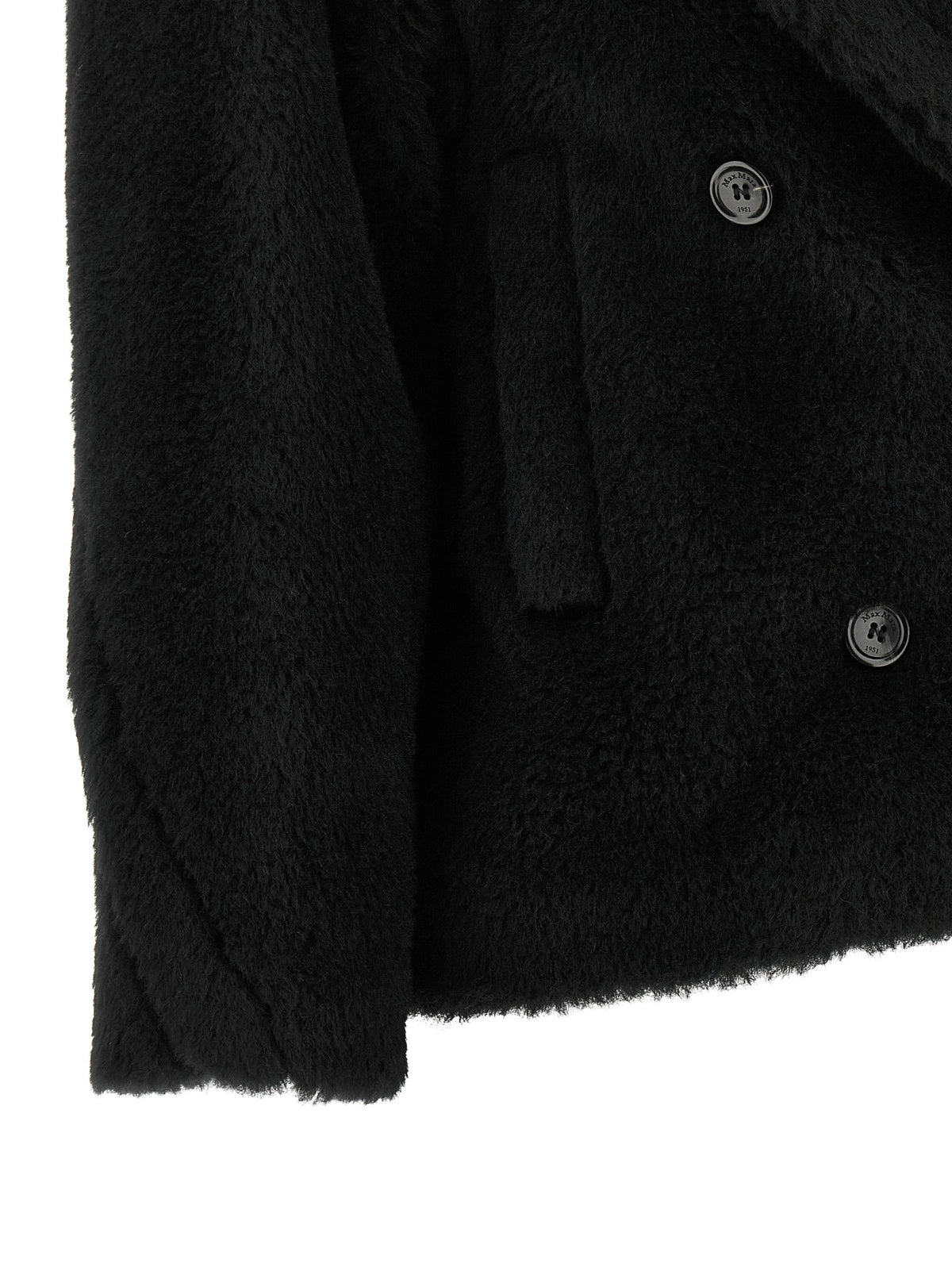 Black Alpaca Leather Coat
