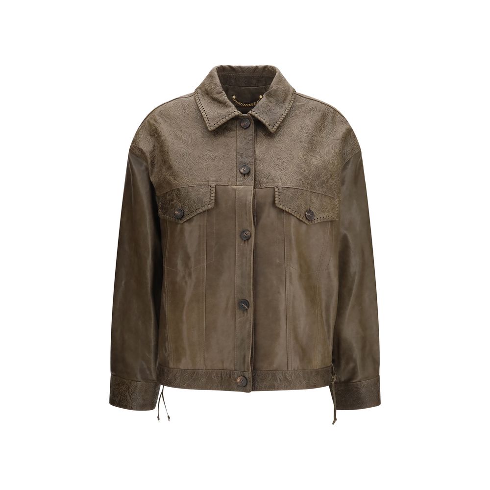 Brown Lamb Ovis Aries Leather Jacket