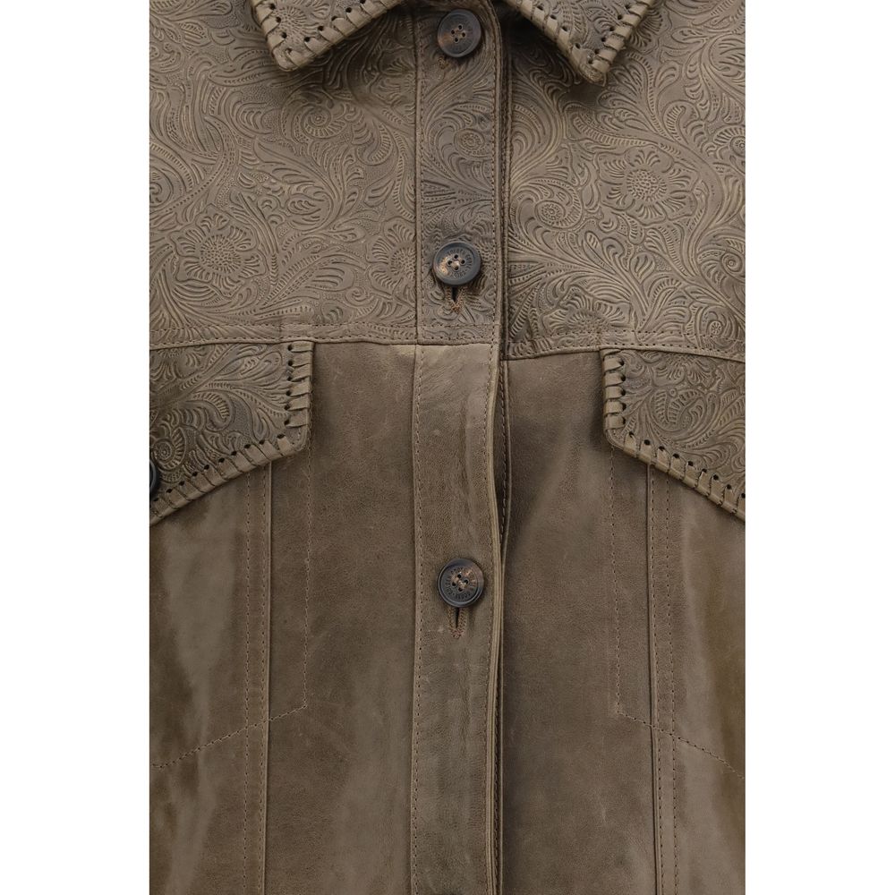 Brown Lamb Ovis Aries Leather Jacket