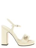 White Calfskin Stiletto Heel Sandals