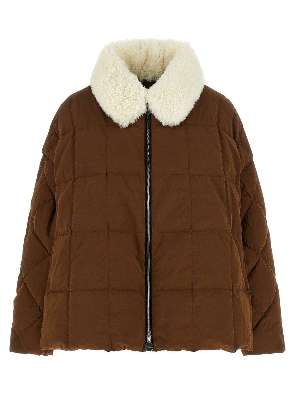 Brown Polyester Full-Length Jacket