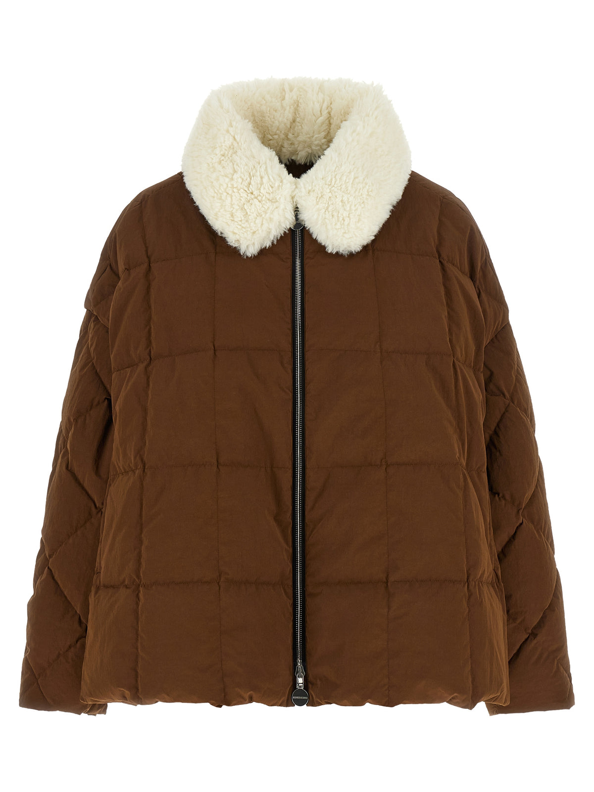 Brown Polyester Full-Length Jacket
