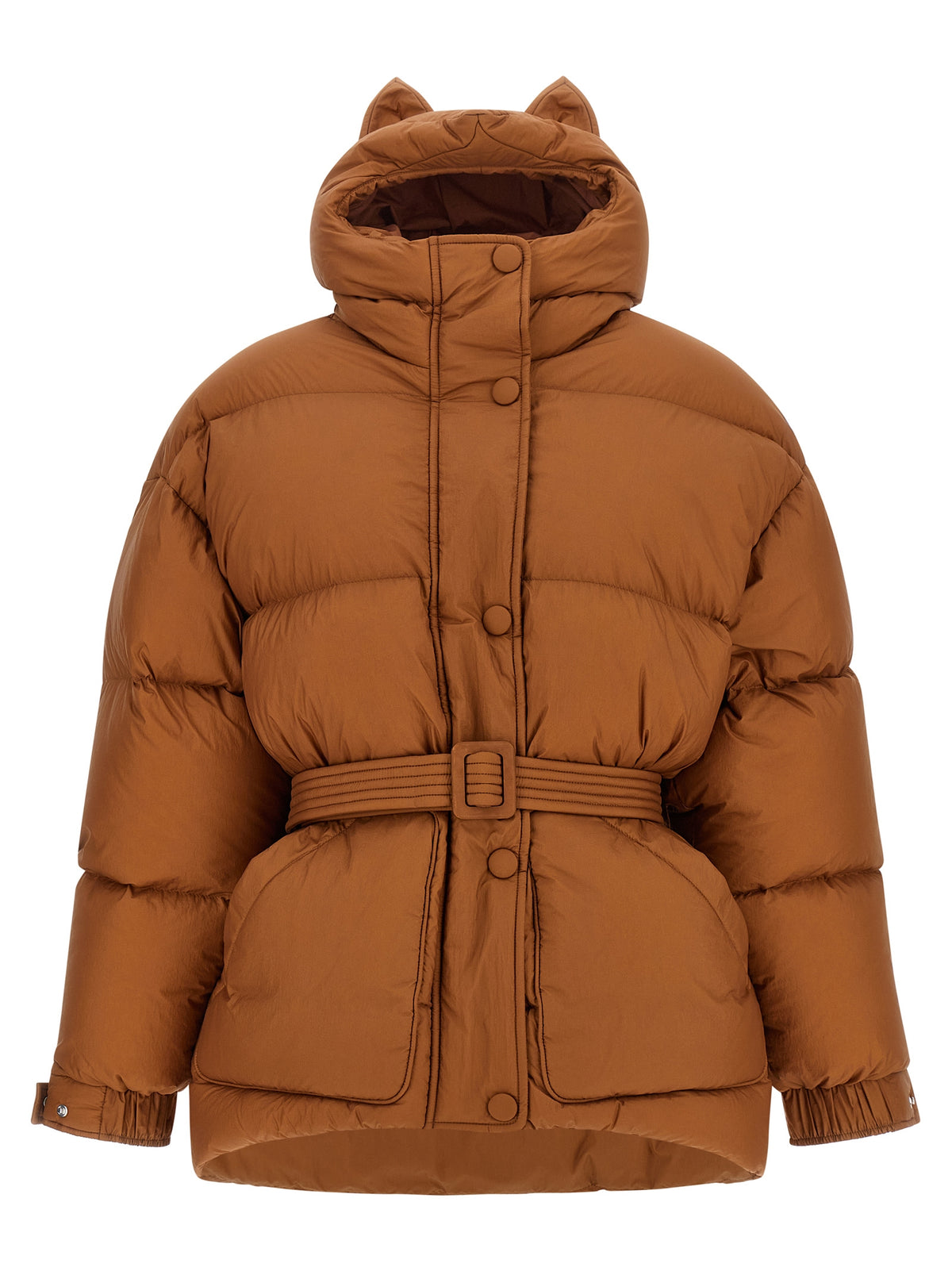 Brown Nylon Full-Length Jacket