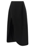 Black Virgin Wool Midi Skirt