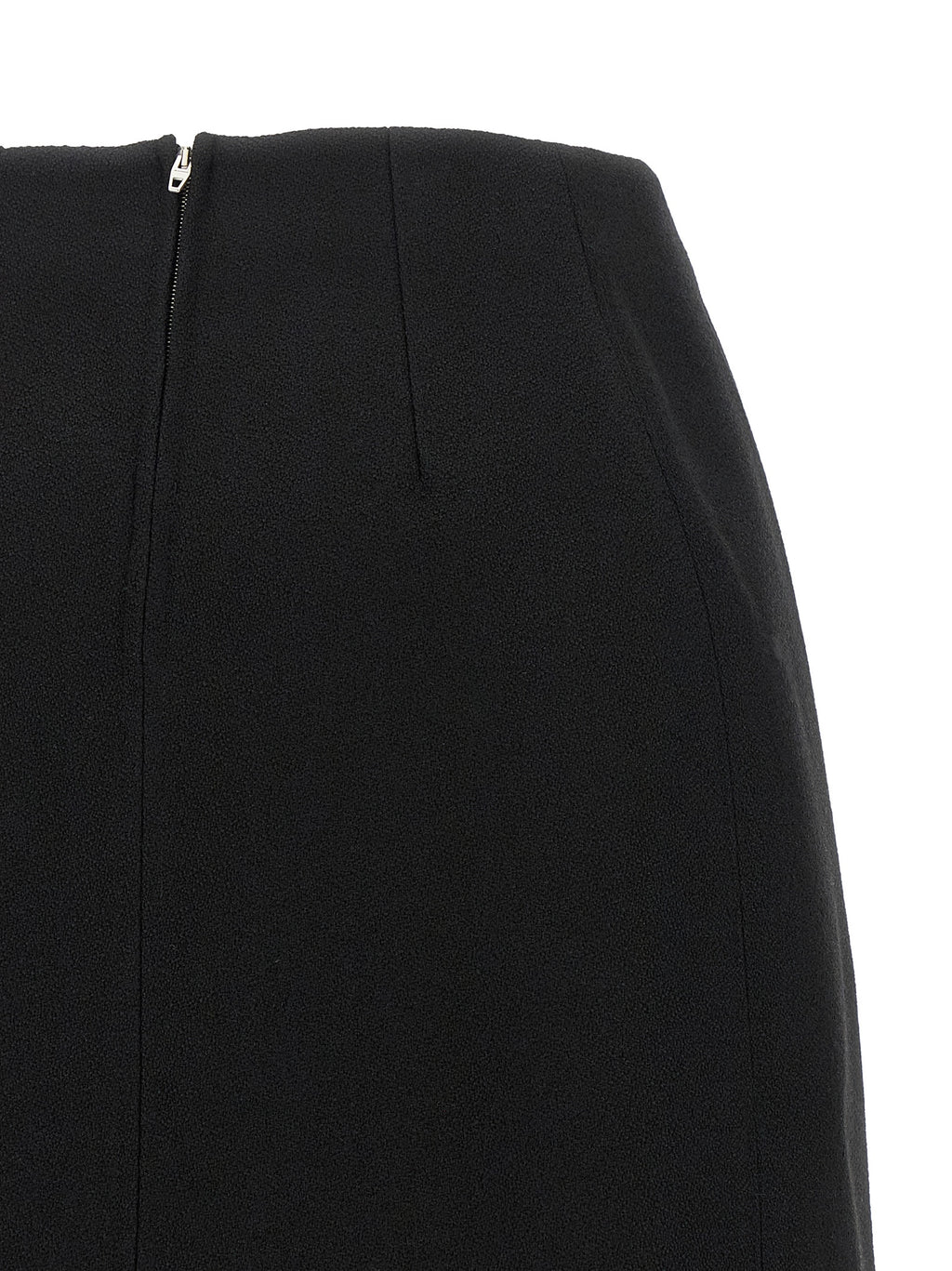Black Virgin Wool Midi Skirt