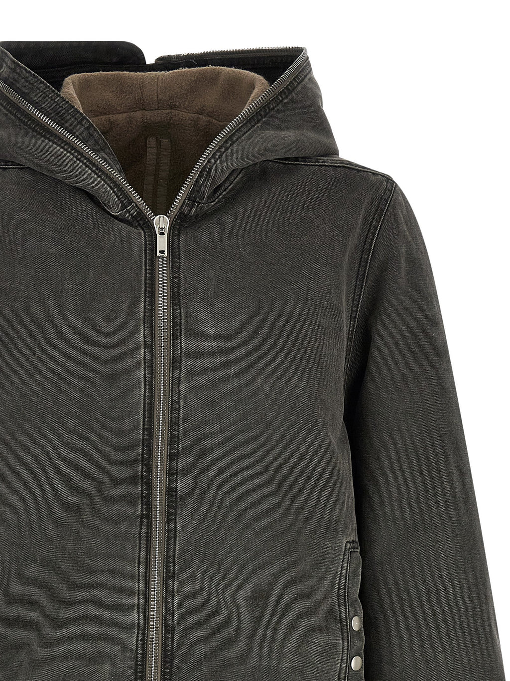 Gray Cotton Full-Length Jacket