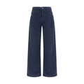 Blue Cotton Casual Pants