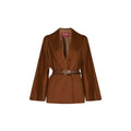 Brown Virgin Wool Full-Length Jacket
