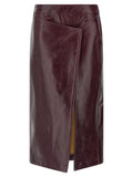 Bordeaux Cowhide Midi Skirt