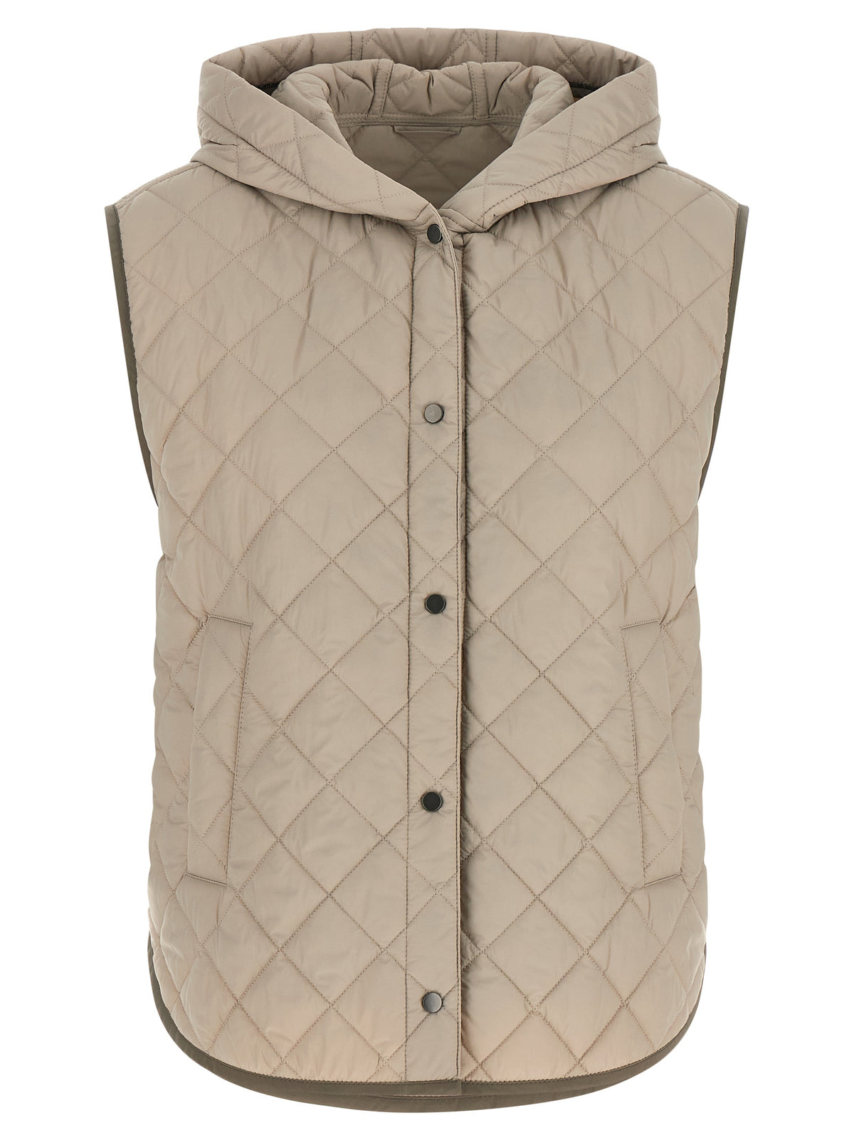 Beige Polyamide Sleeveless Jacket