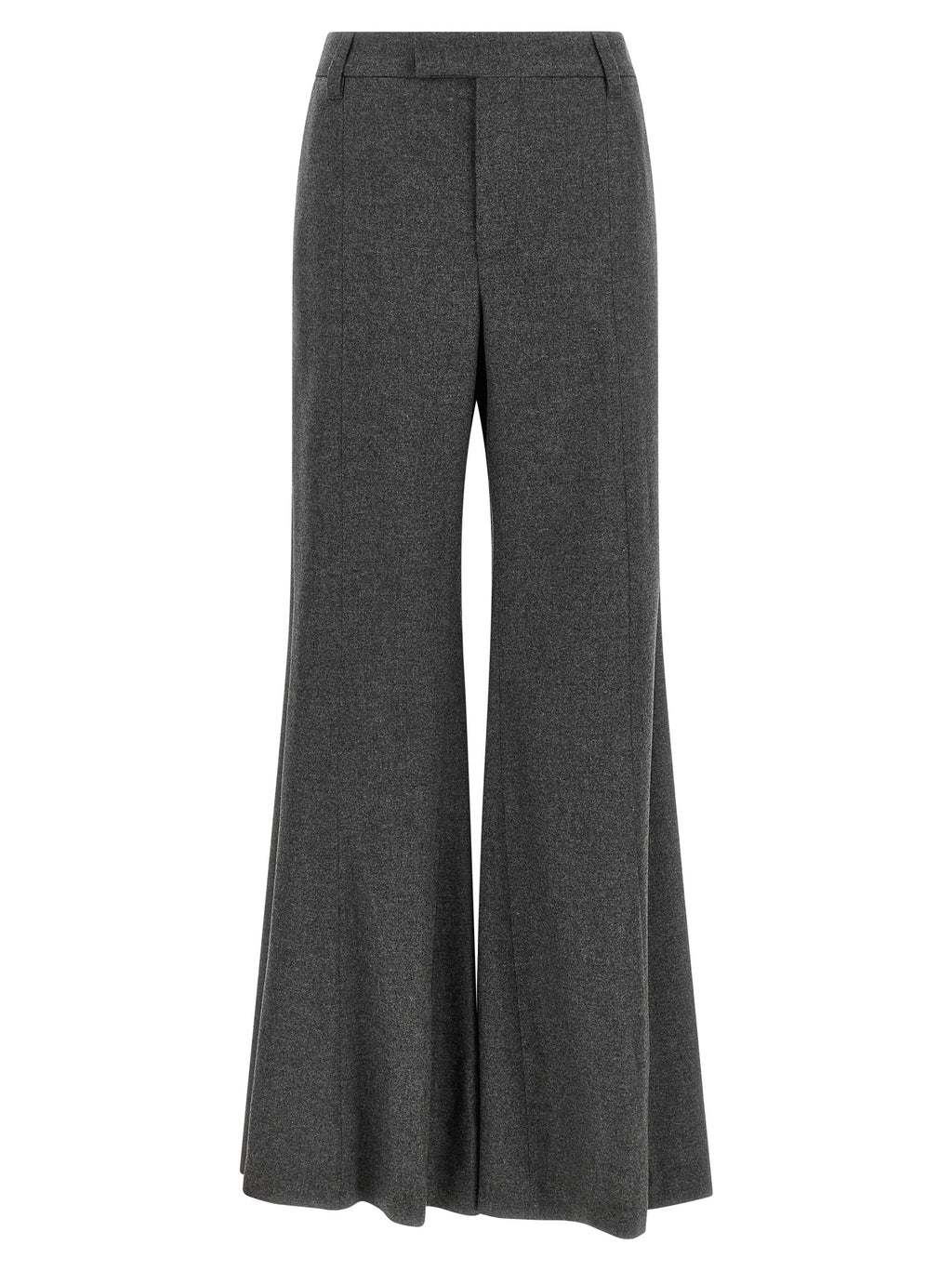 Gray Virgin Wool Flared Pants