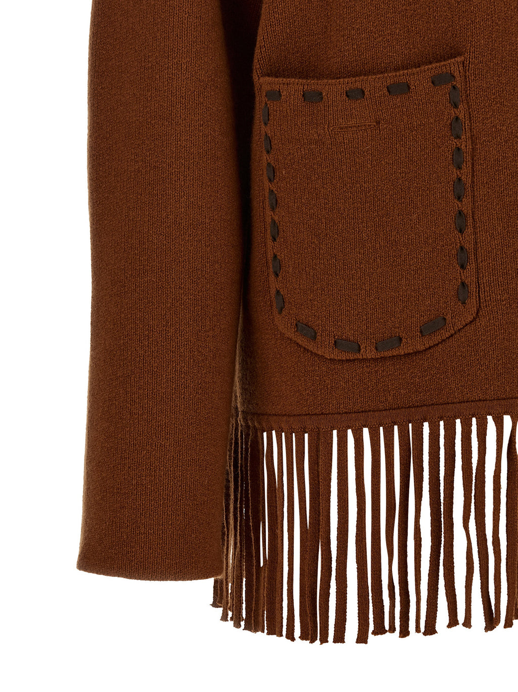 Brown Wool Full-Length Jacket