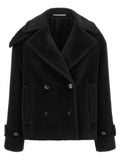 Black Alpaca Leather Coat