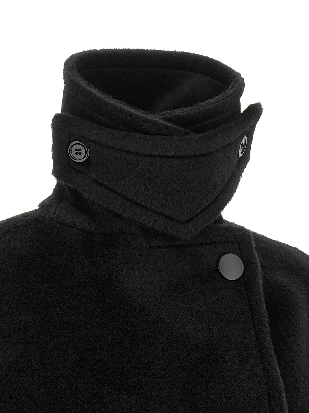 Black Alpaca Leather Coat