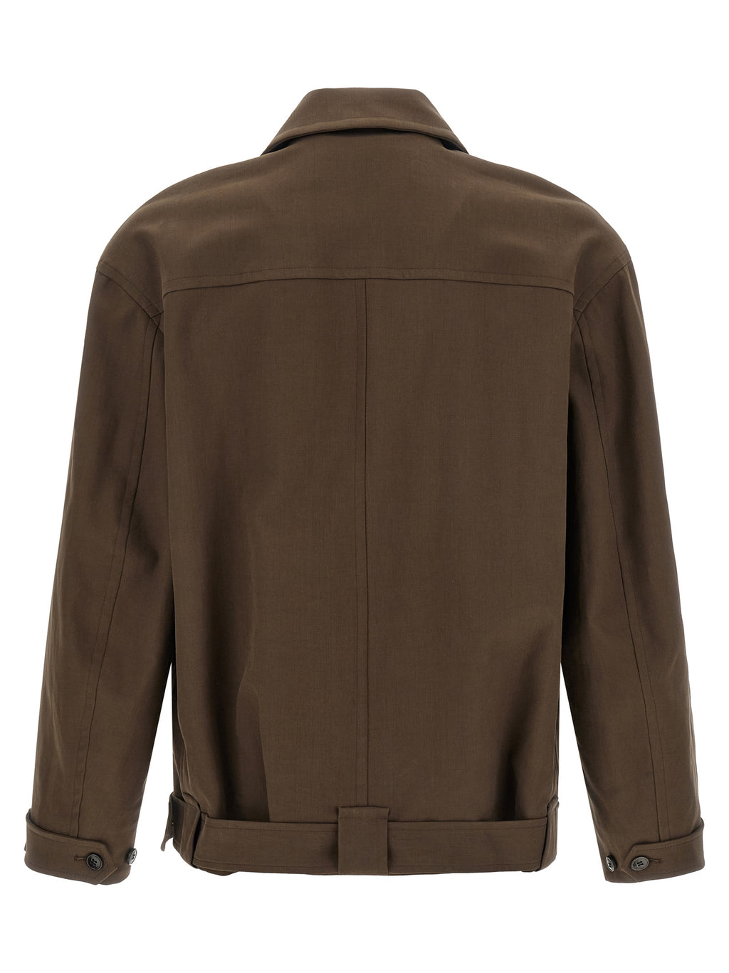Brown Cotton Full-Length Jacket