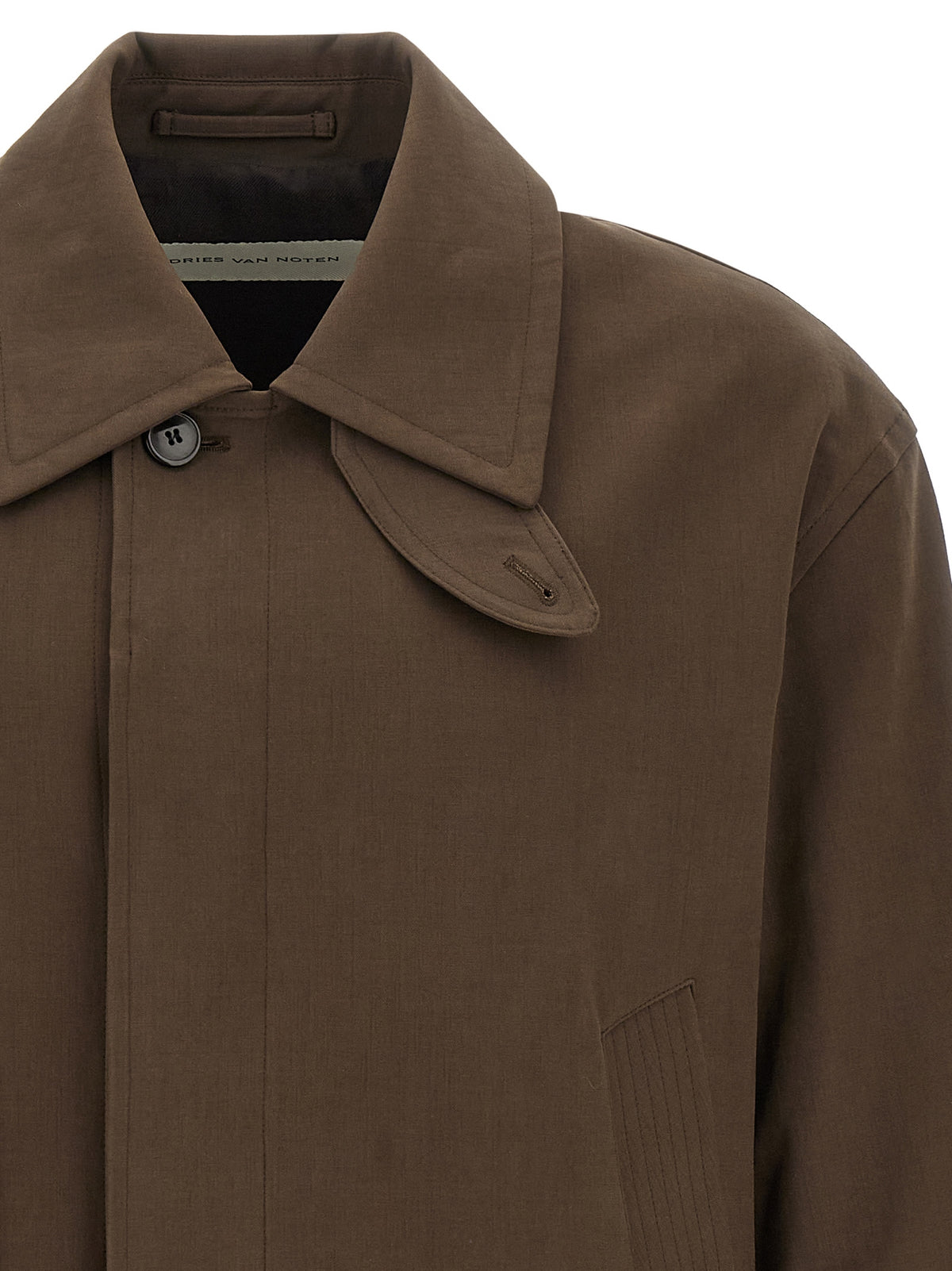 Brown Cotton Full-Length Jacket