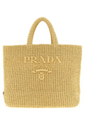 Beige Raffia Tote Bag