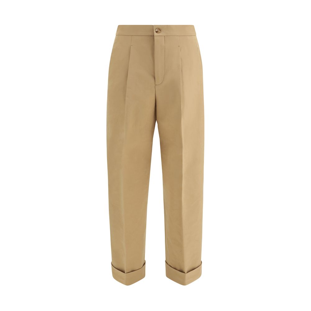 Beige Cotton Dress Pants