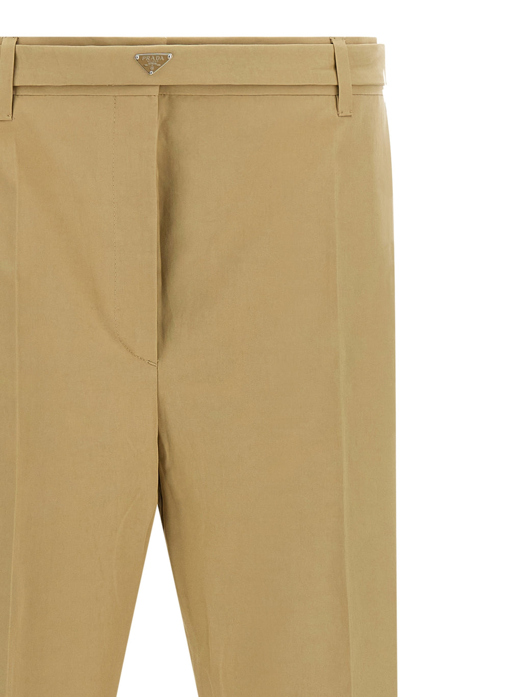 Beige Cotton Casual Pants