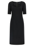 Black Virgin Wool Midi Dress