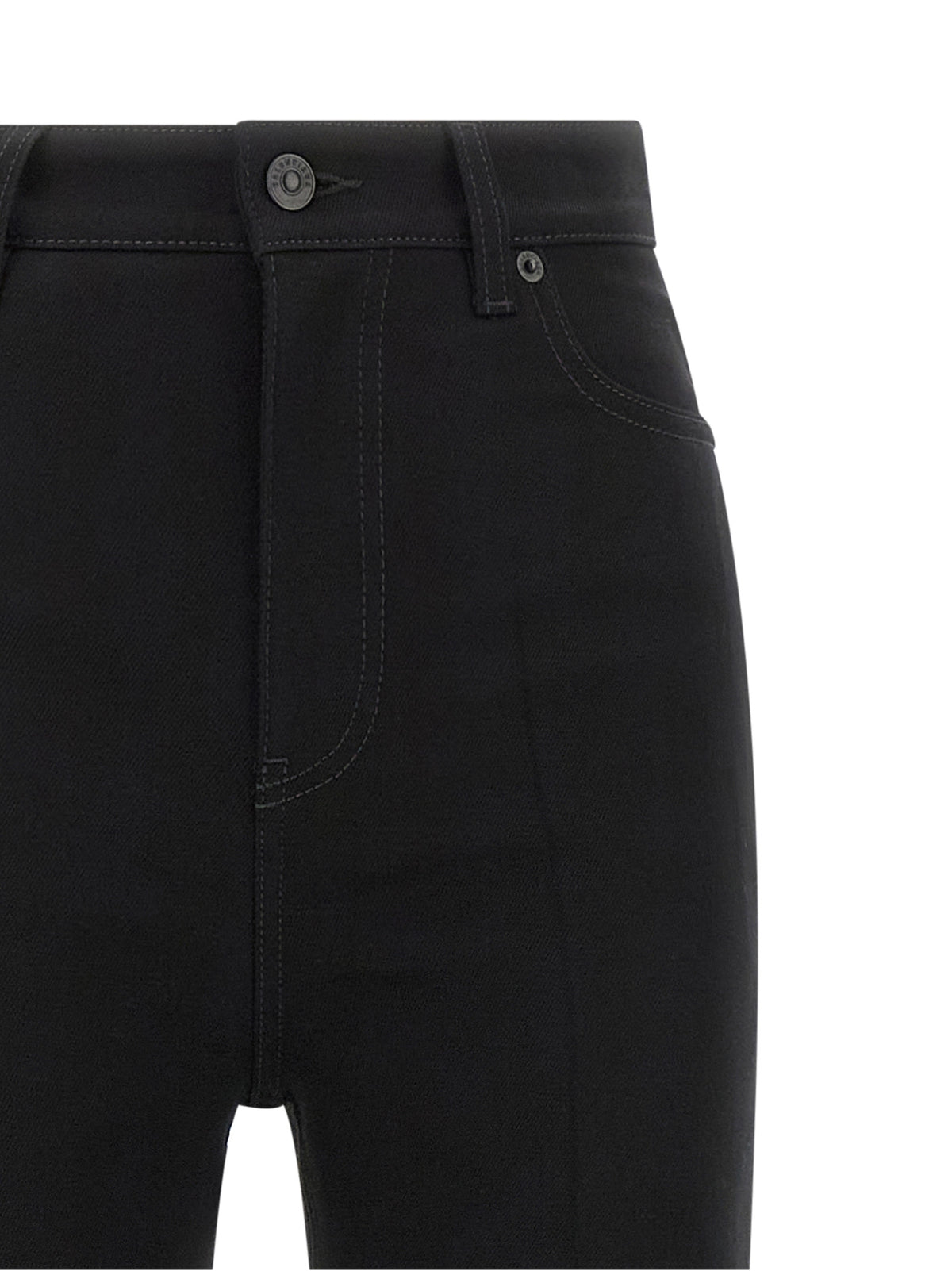 Black Elastane High-Waisted Jean