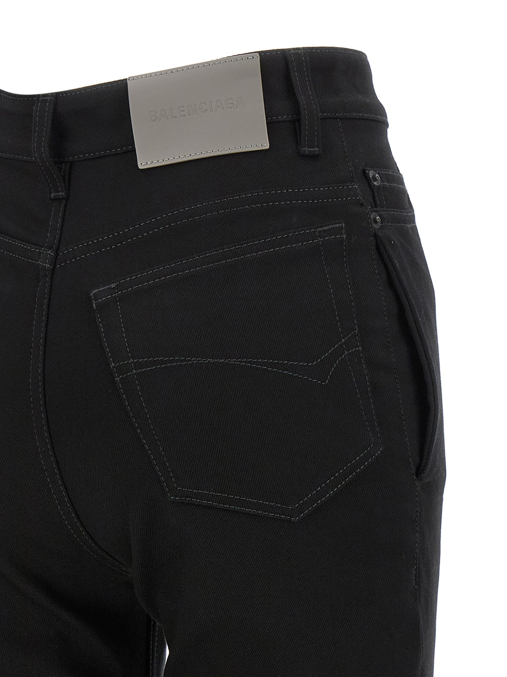 Black Elastane High-Waisted Jean