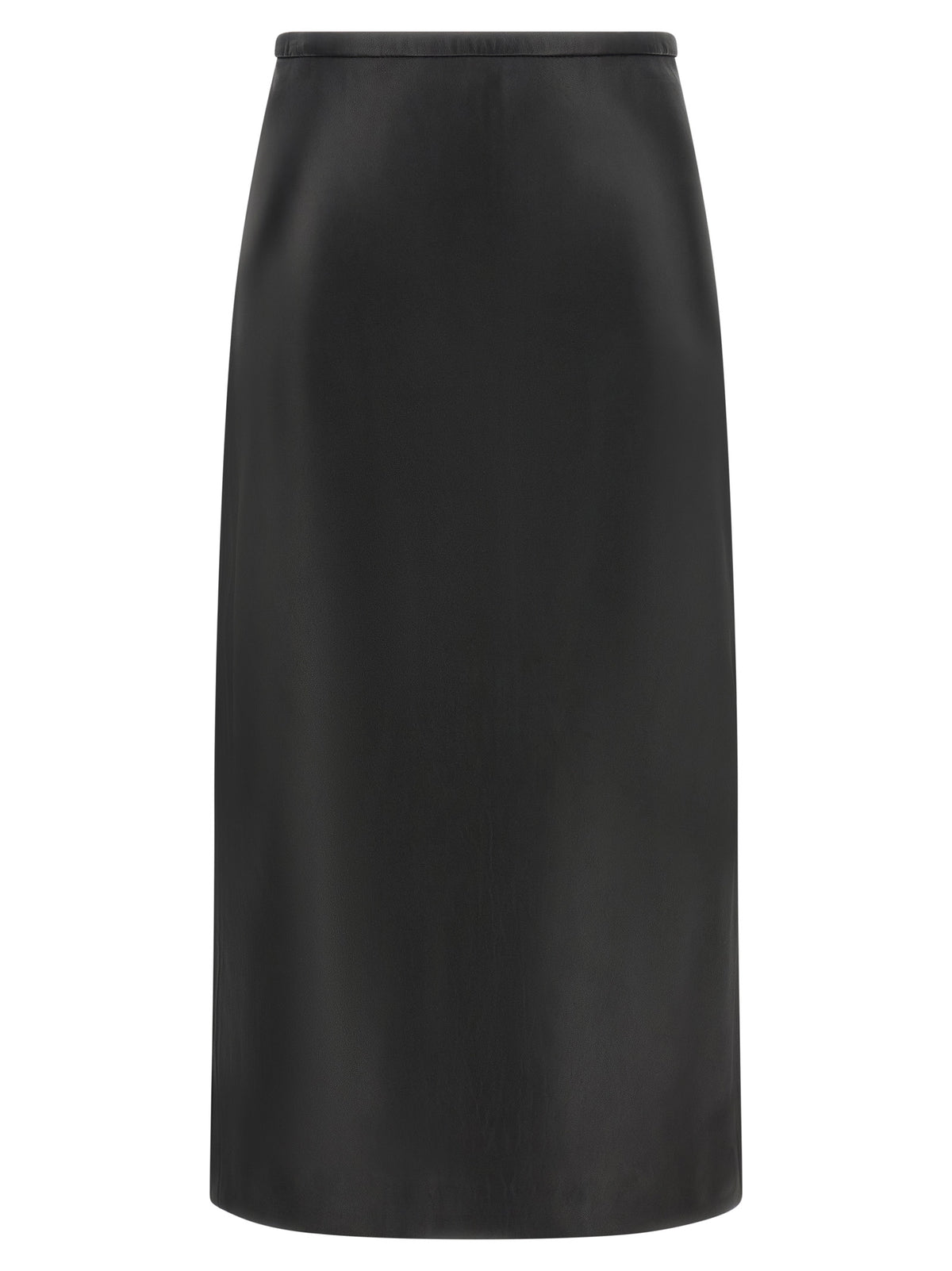 Black Lamb Leather Midi Skirt