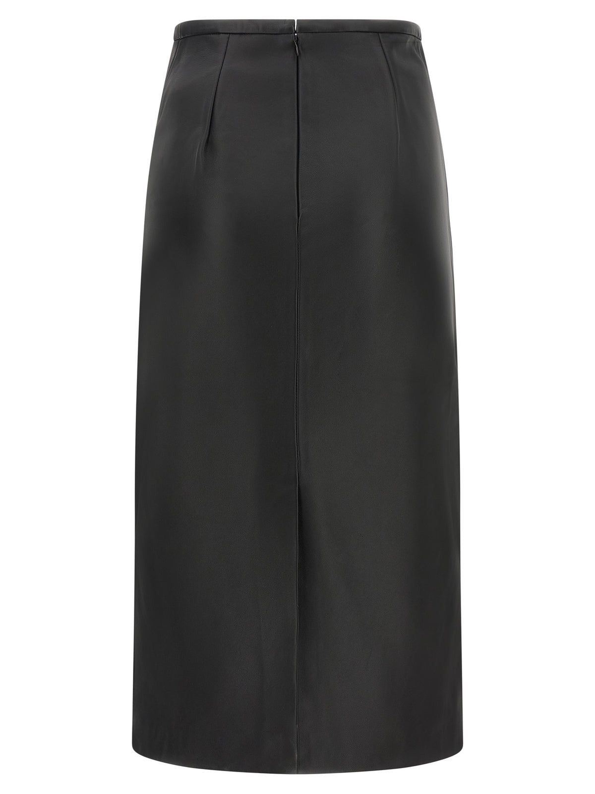 Black Lamb Leather Midi Skirt